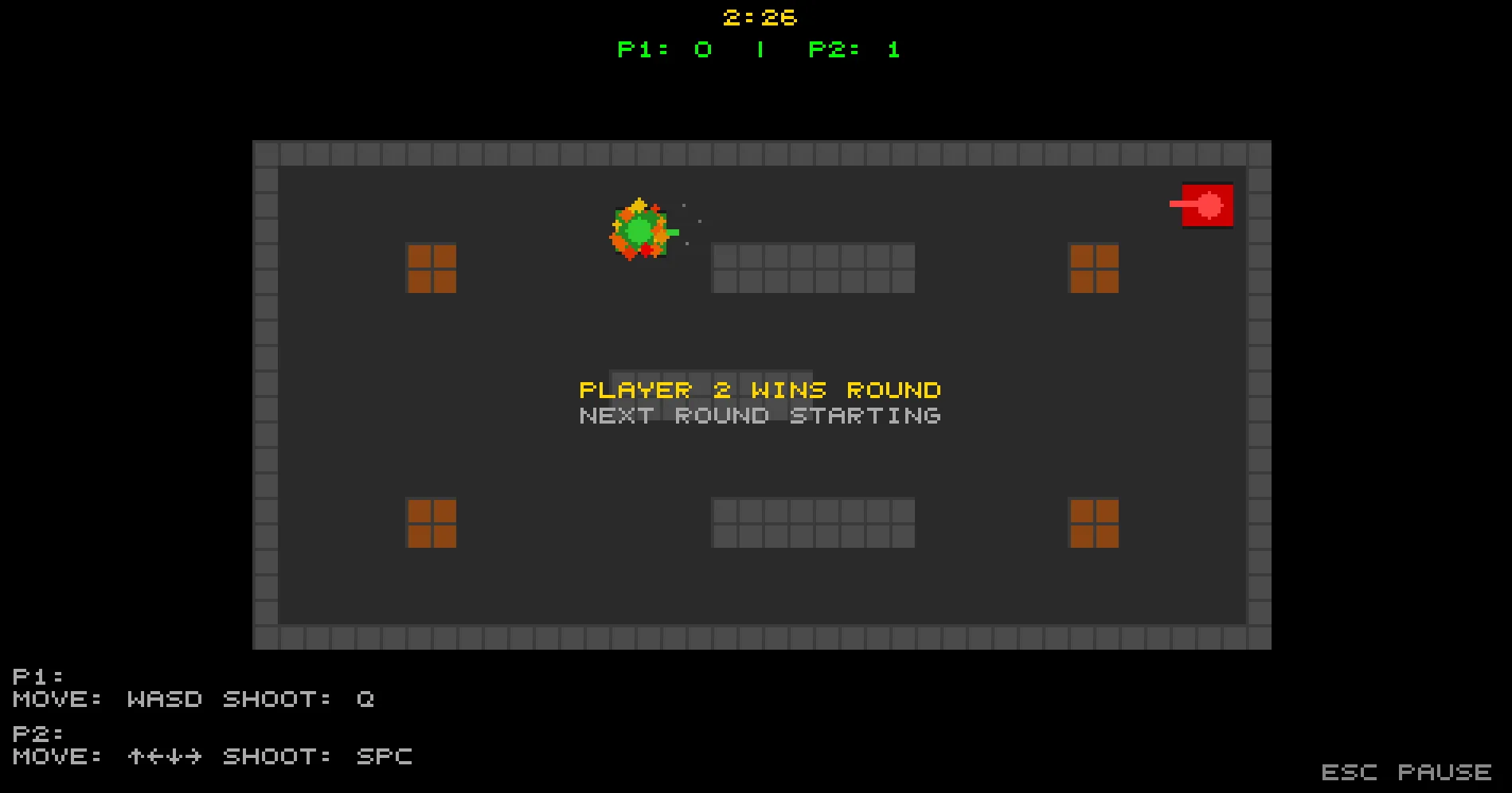 TankTussle local multiplayer round with a player victory