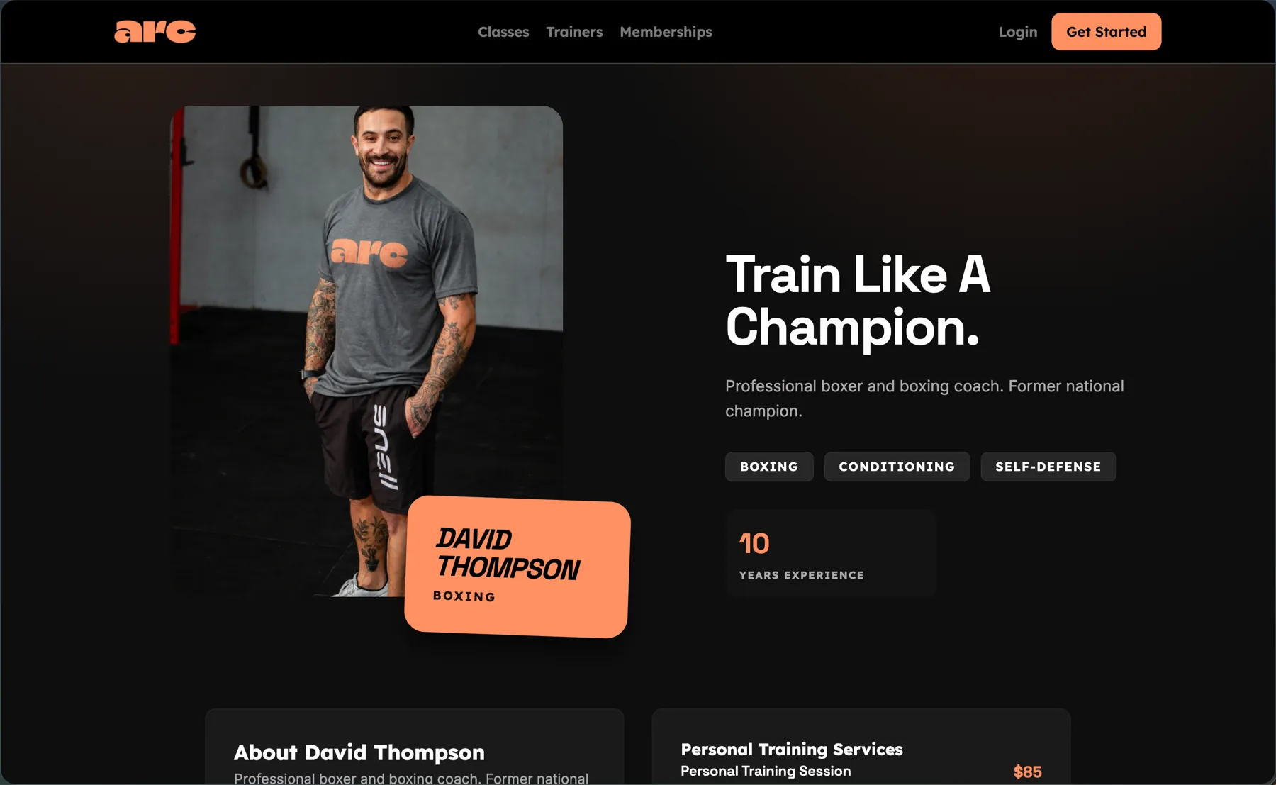 ARC Gym public trainer profile
