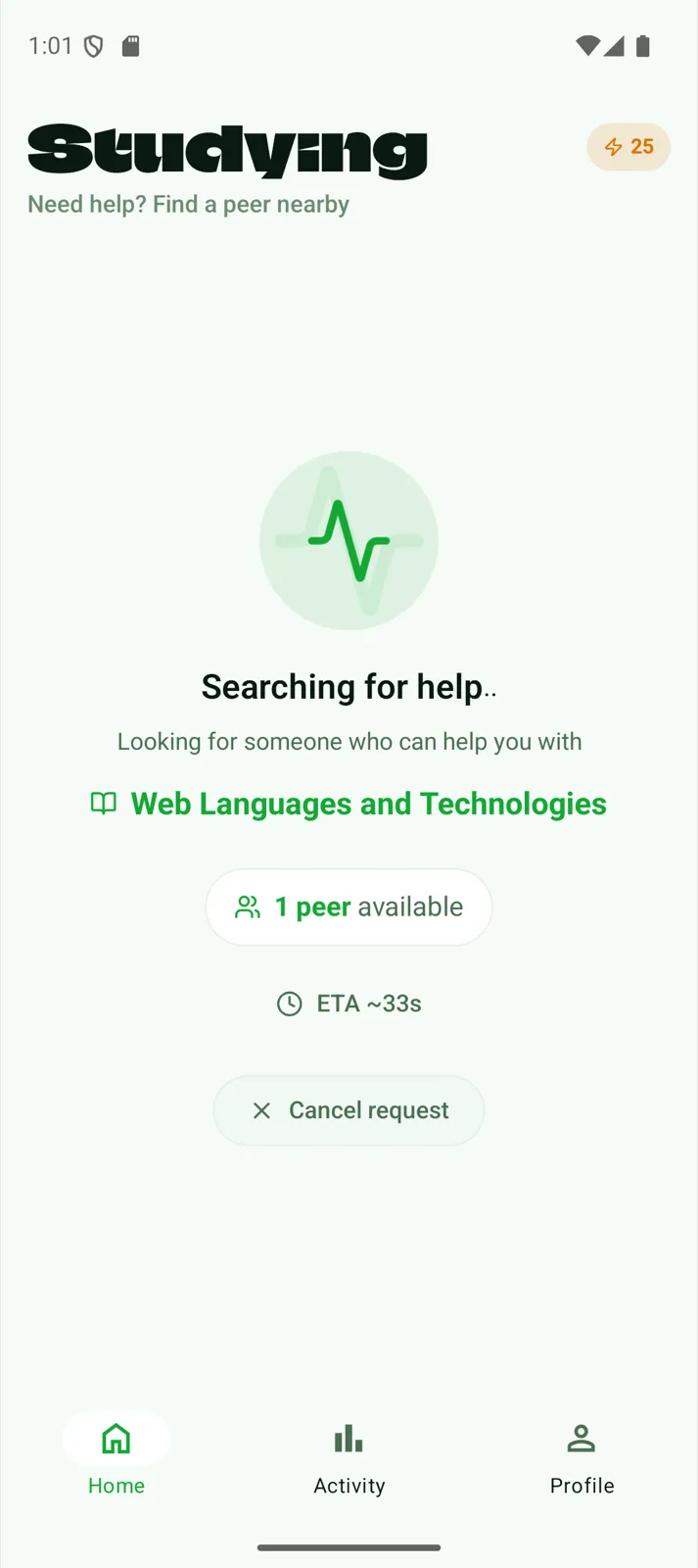 Clutch searching for a nearby peer for a selected FEUP course unit